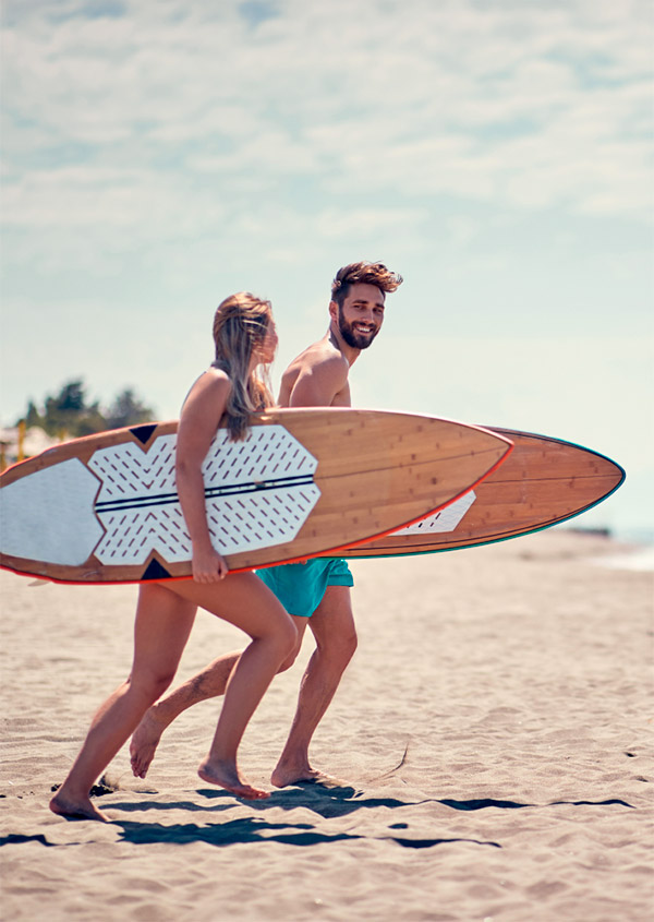 Two young people with their surf tables.